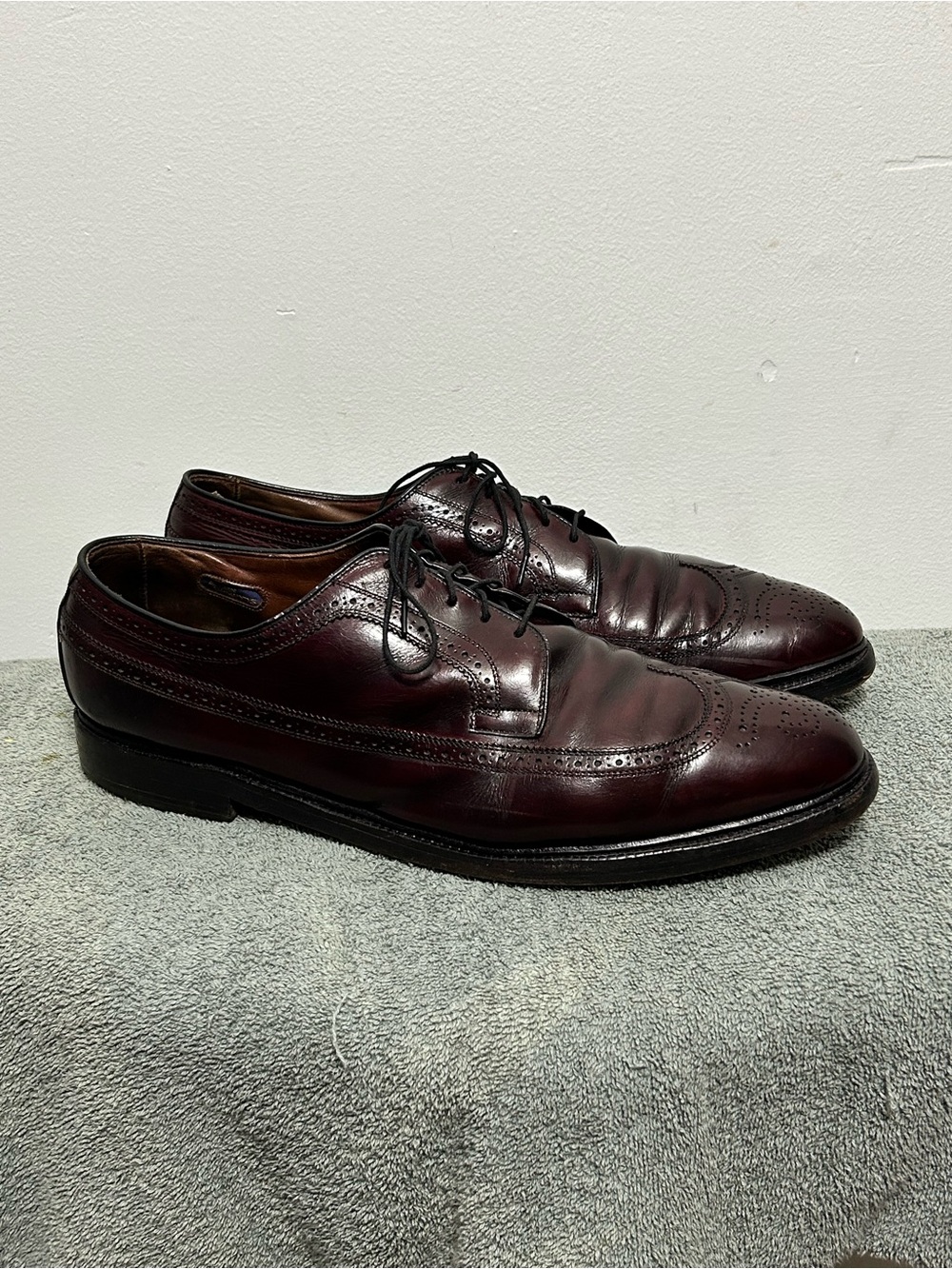 Allen Edmonds MacNeil Longwing Blucher Burgundy Leather Size 14 C 9147 Comb.